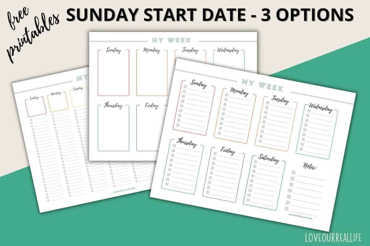 Calendar Days Of The Week Printables