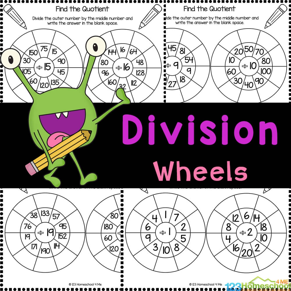 FREE Printable Division Wheels Worksheets Activity