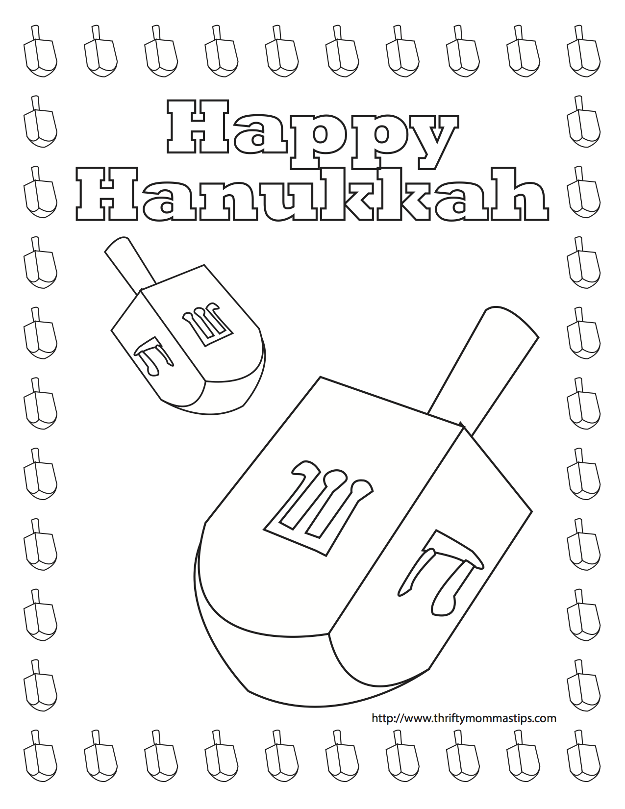 Free Printable Dreidel Coloring Pages