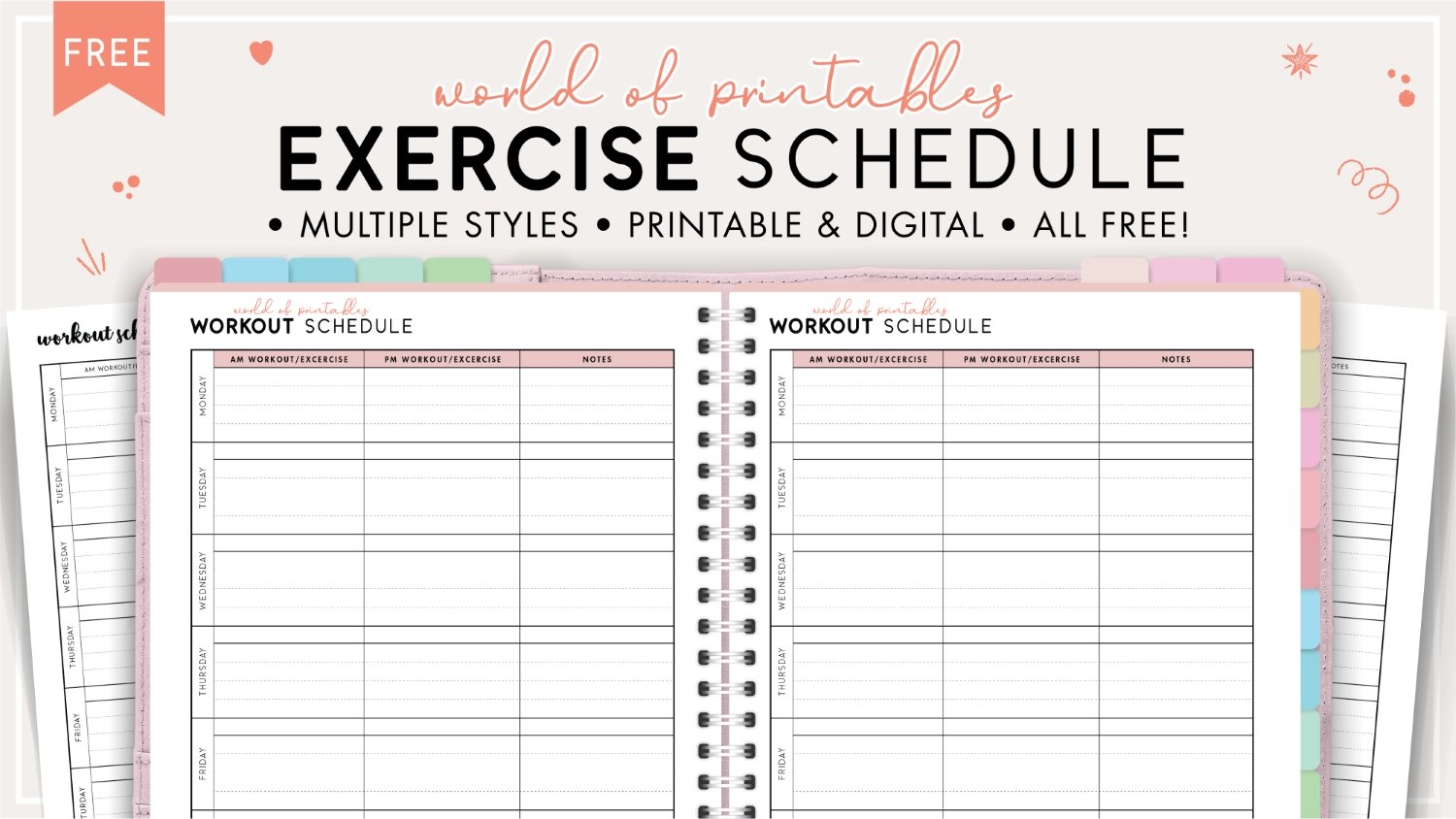 Free Printable Exercise Schedule Template World Of Printables