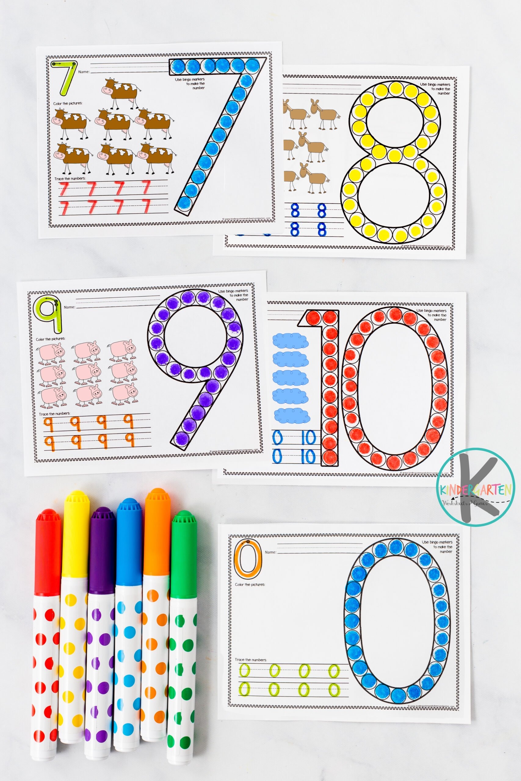  FREE Printable Farm Bingo Dauber Number Worksheets