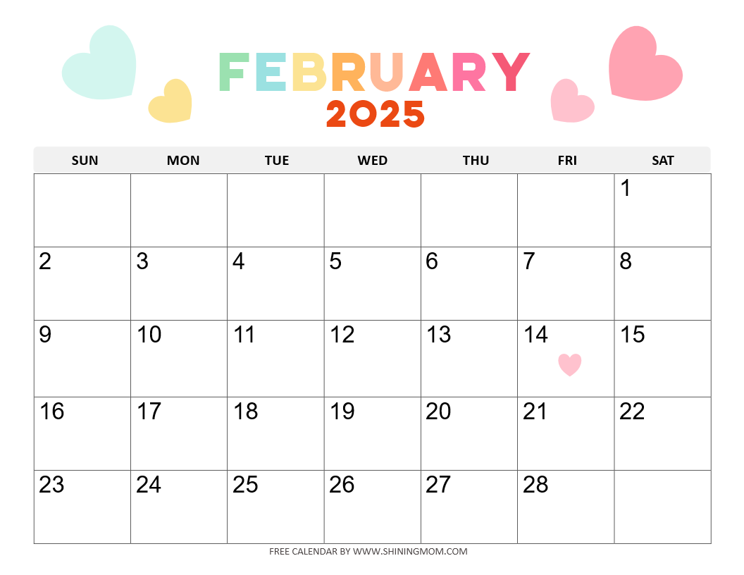 Free Printable February 2025 Calendar With Holidays