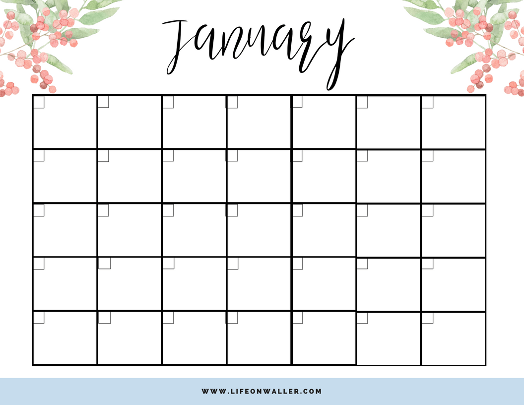 Free Printable Fill in Floral Calendar