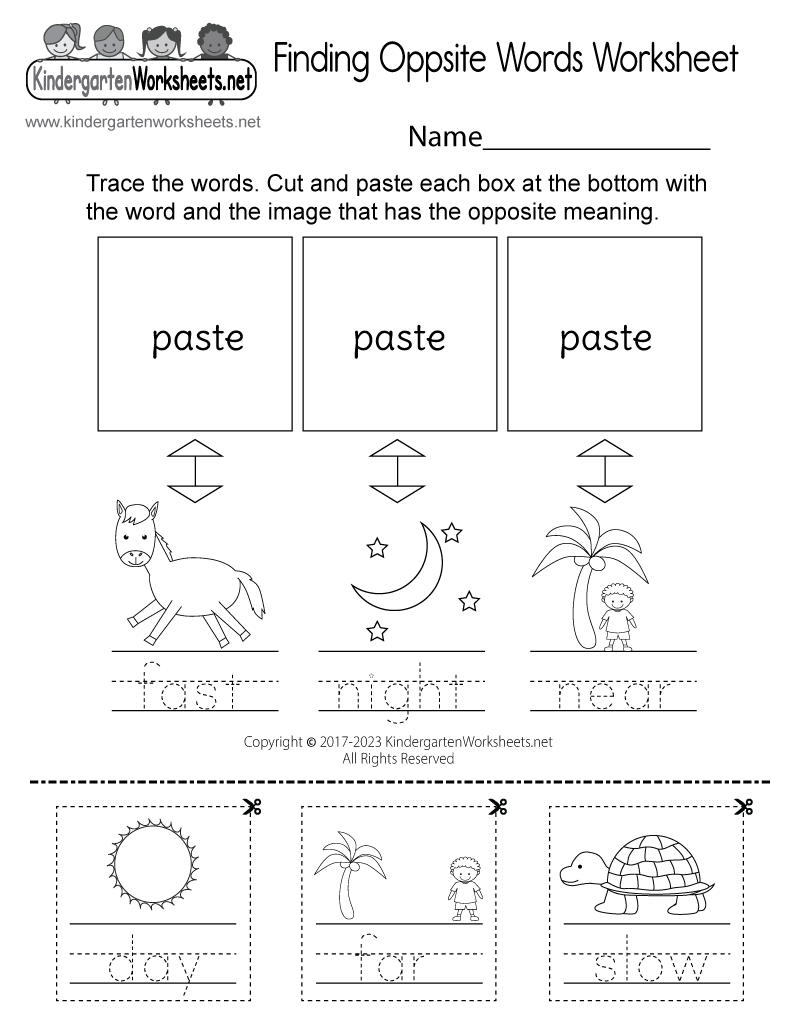 Free Printable Finding Opposite Words Worksheet Free Printable Finding Opposite Words Worksheet