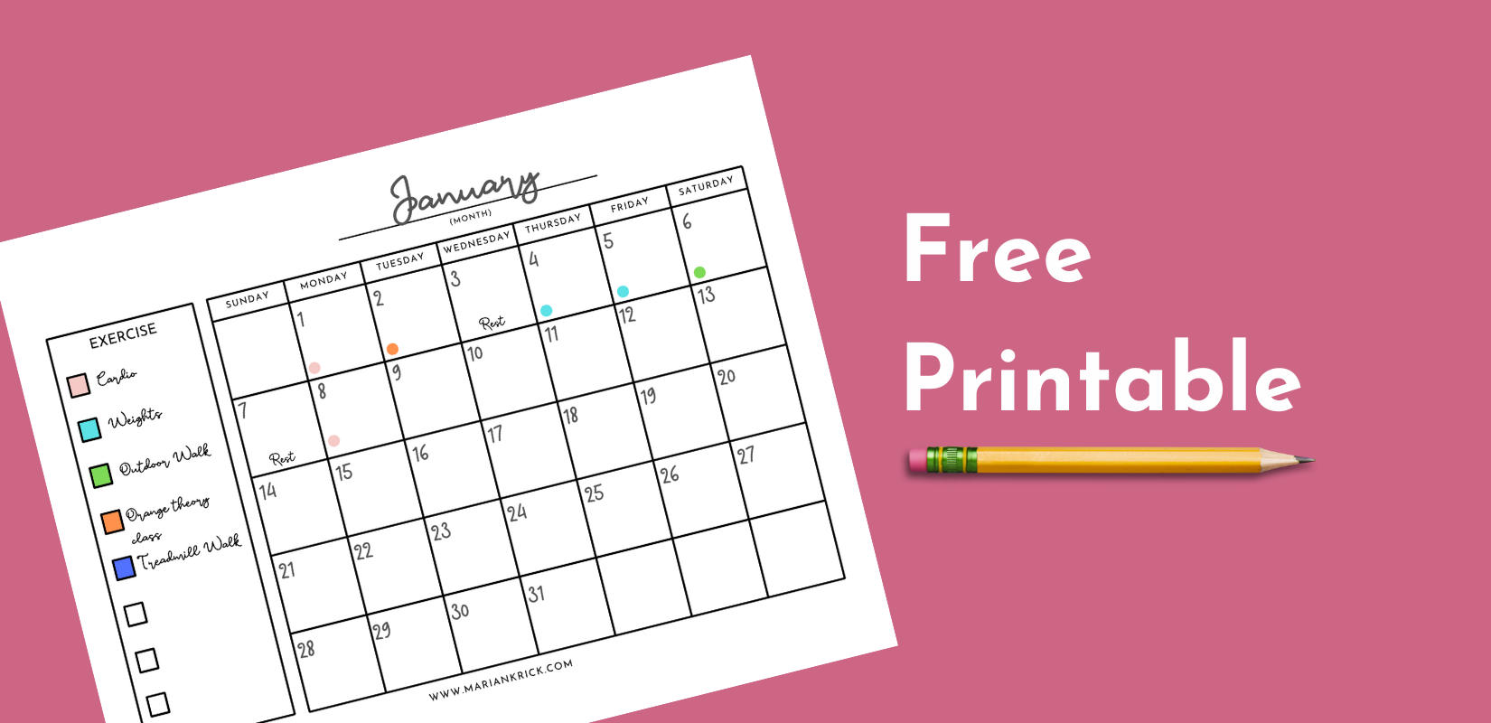 Free Printable Exercise Calendar