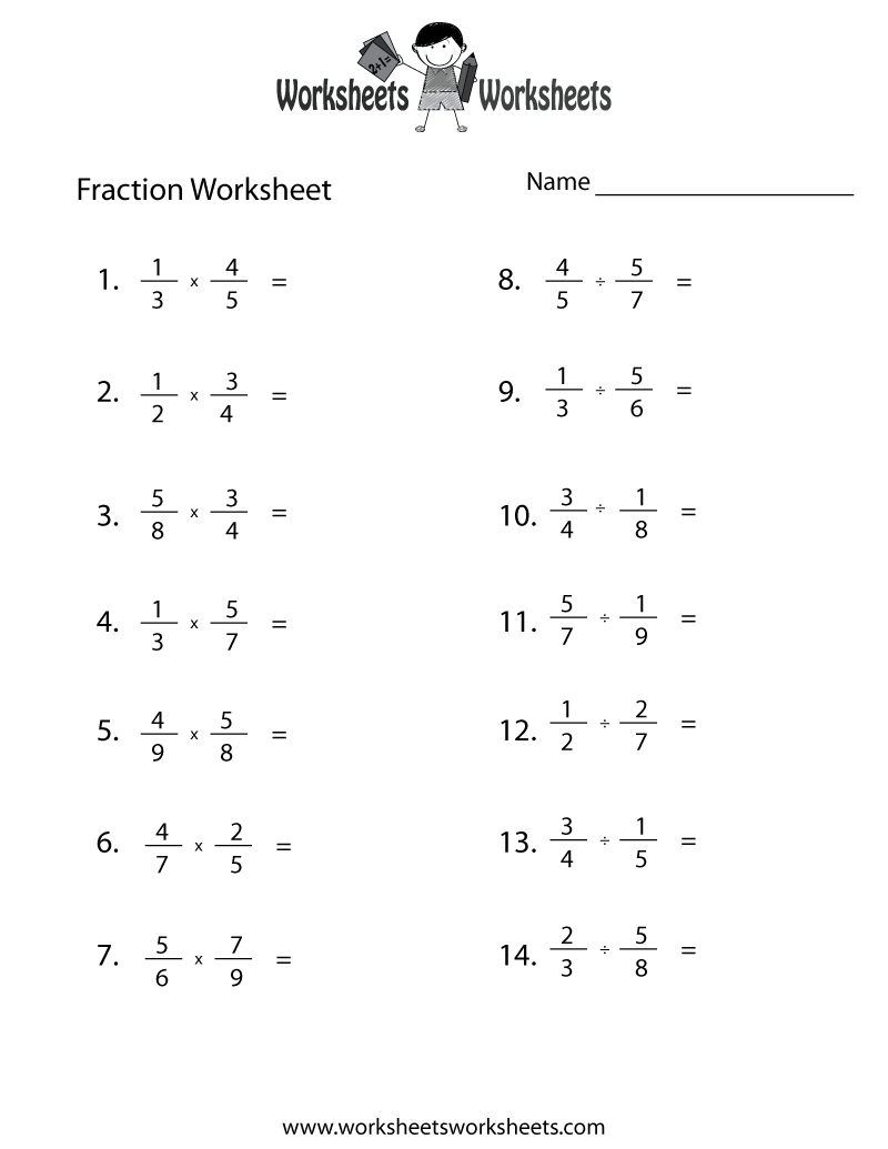 Free Printable Fraction Review Worksheet