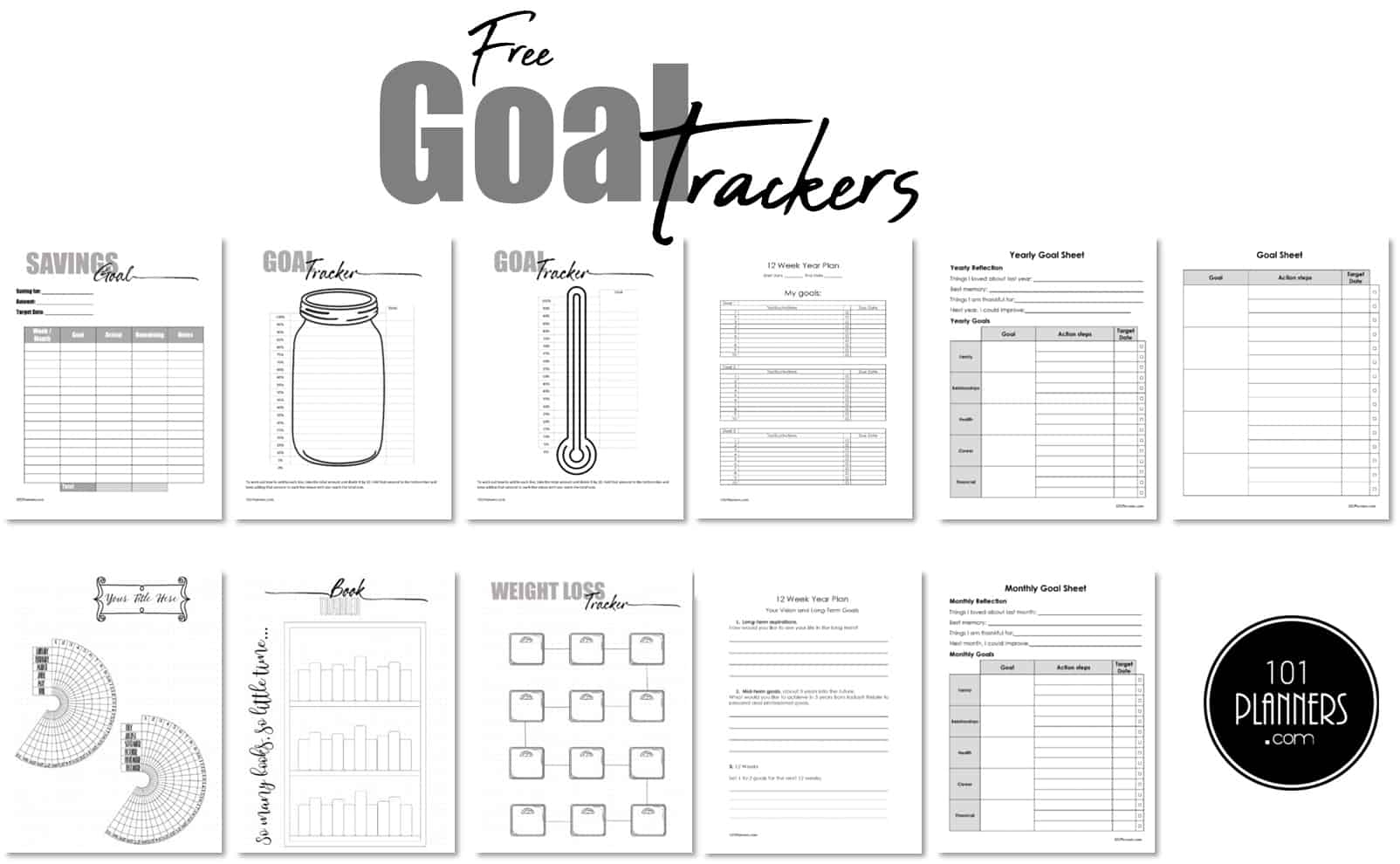 Free Printable Goal Chart Templates U0026 Trackers Instant Download