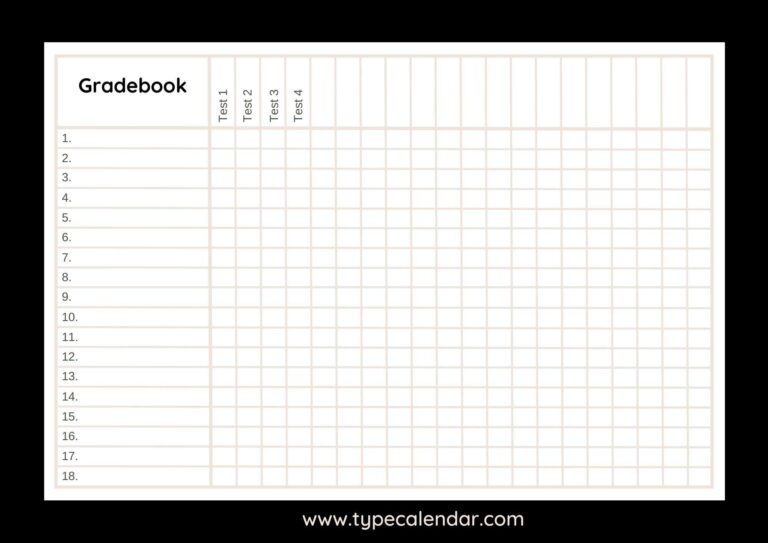 Free Printable Gradebook Templates PDF Excel Word Google Sheets 