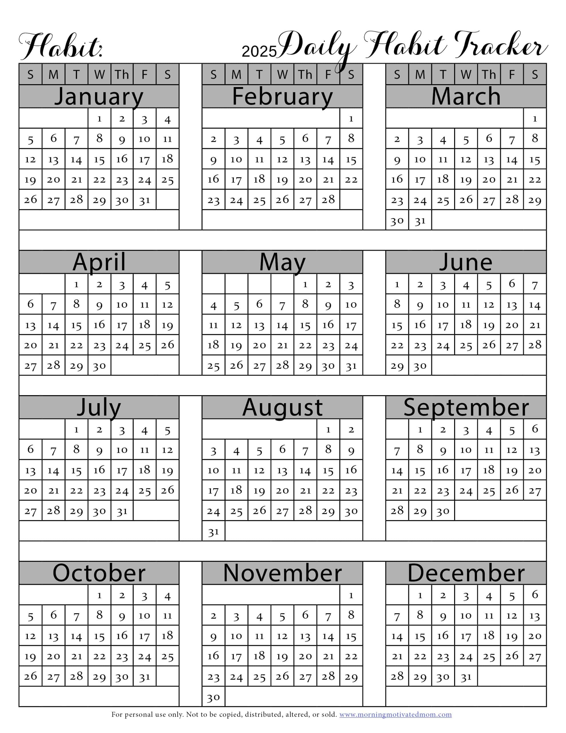 Free Printable Habit Tracker Morning Motivated Mom