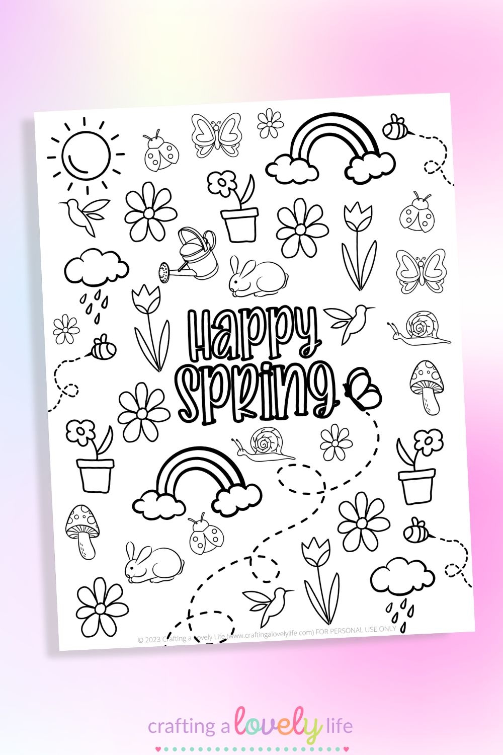 Free Printable Happy Spring Coloring Page Crafting A Lovely Life