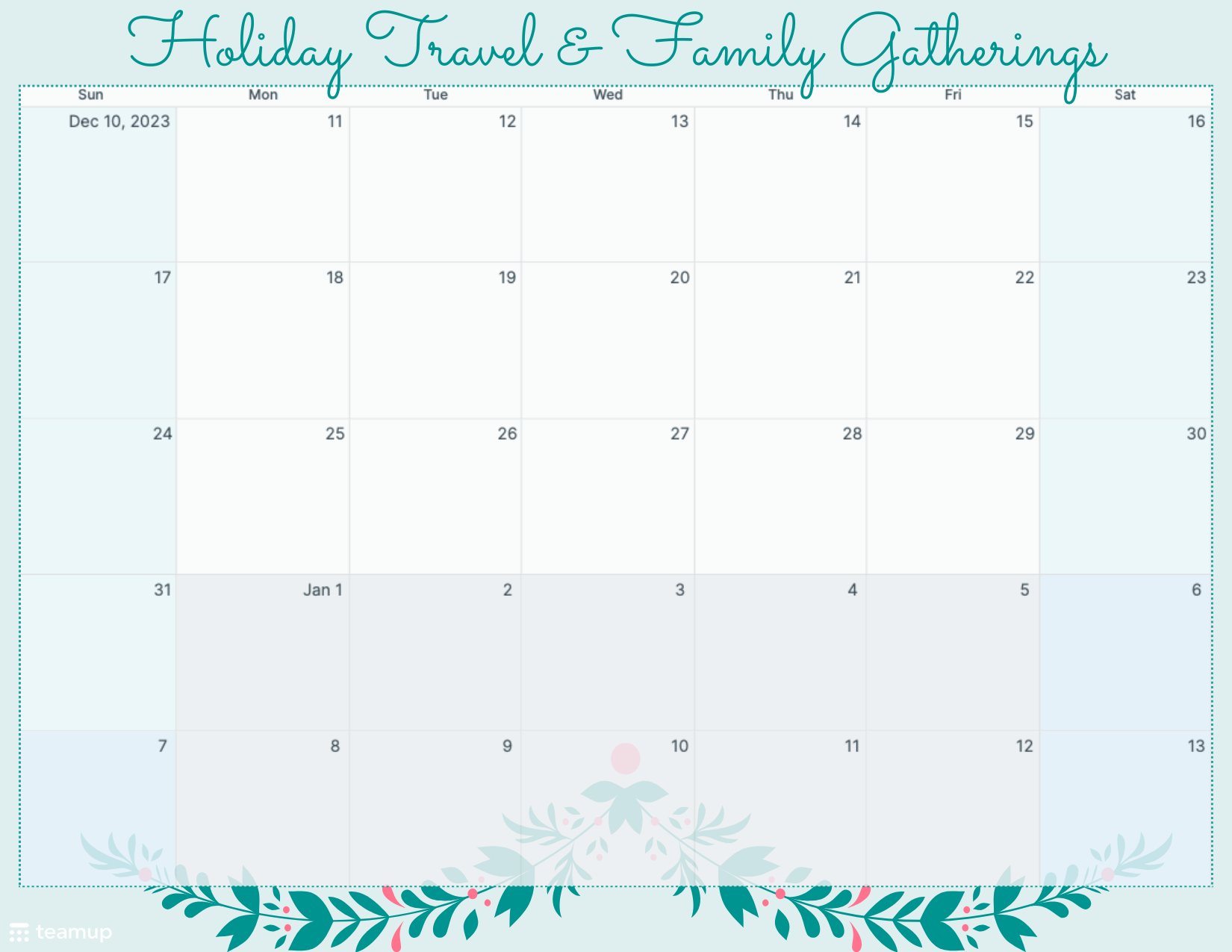 Free Printable Holiday Planners Teamup Blog