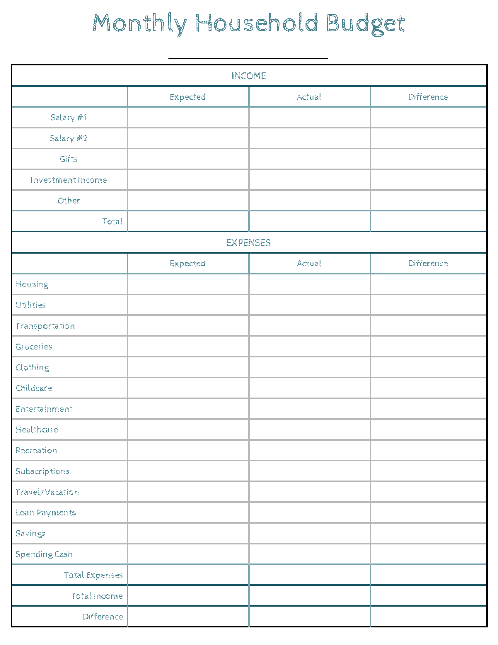 Free Printable Household Budget Tracker And Template Printerfriendly