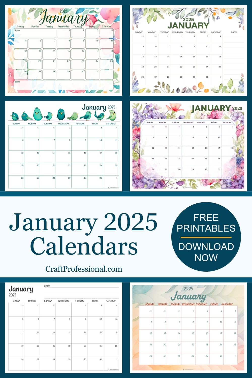 Free Printable January Calendars To Kickstart 2025