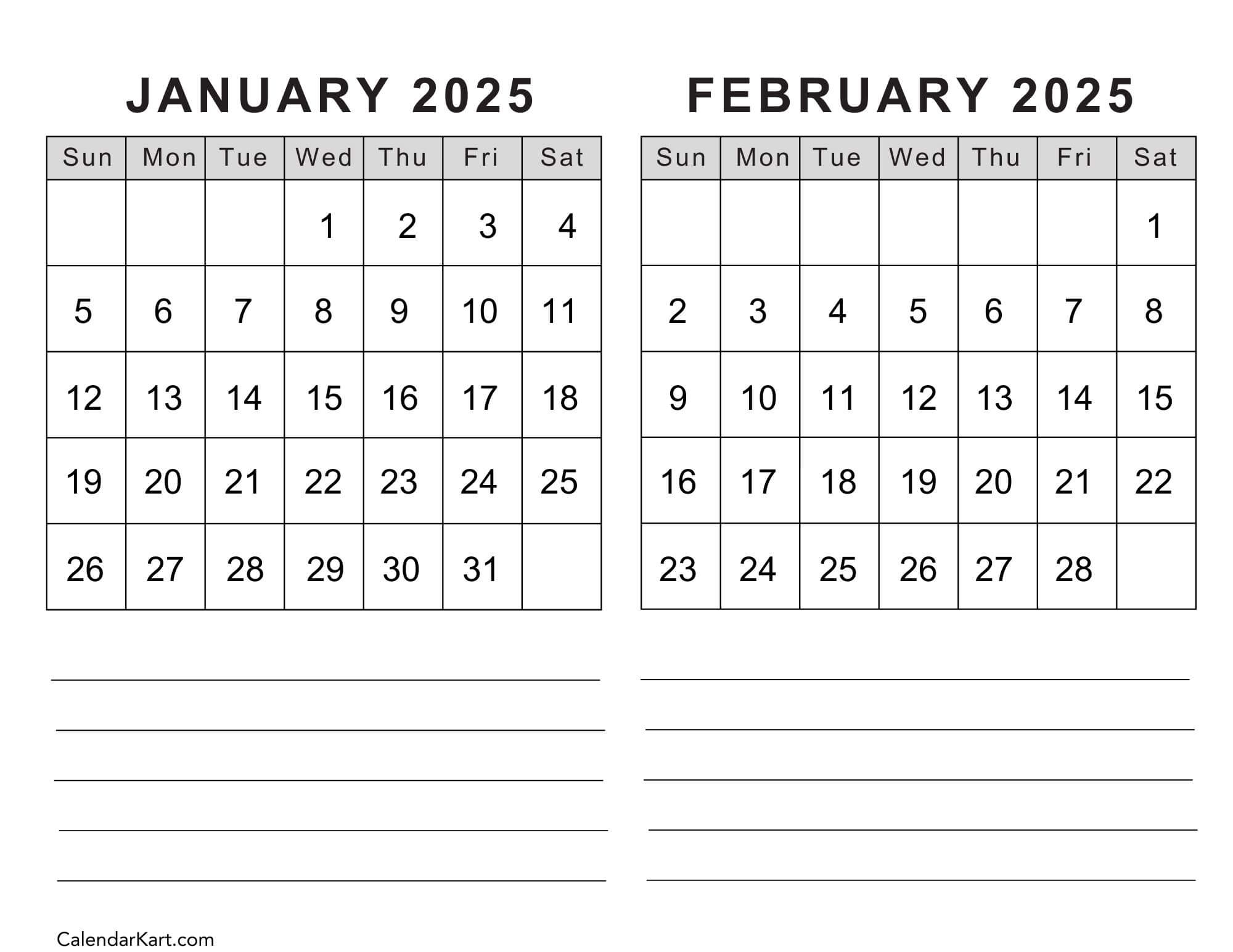 Free Printable January February Calendar 2025 CalendarKart