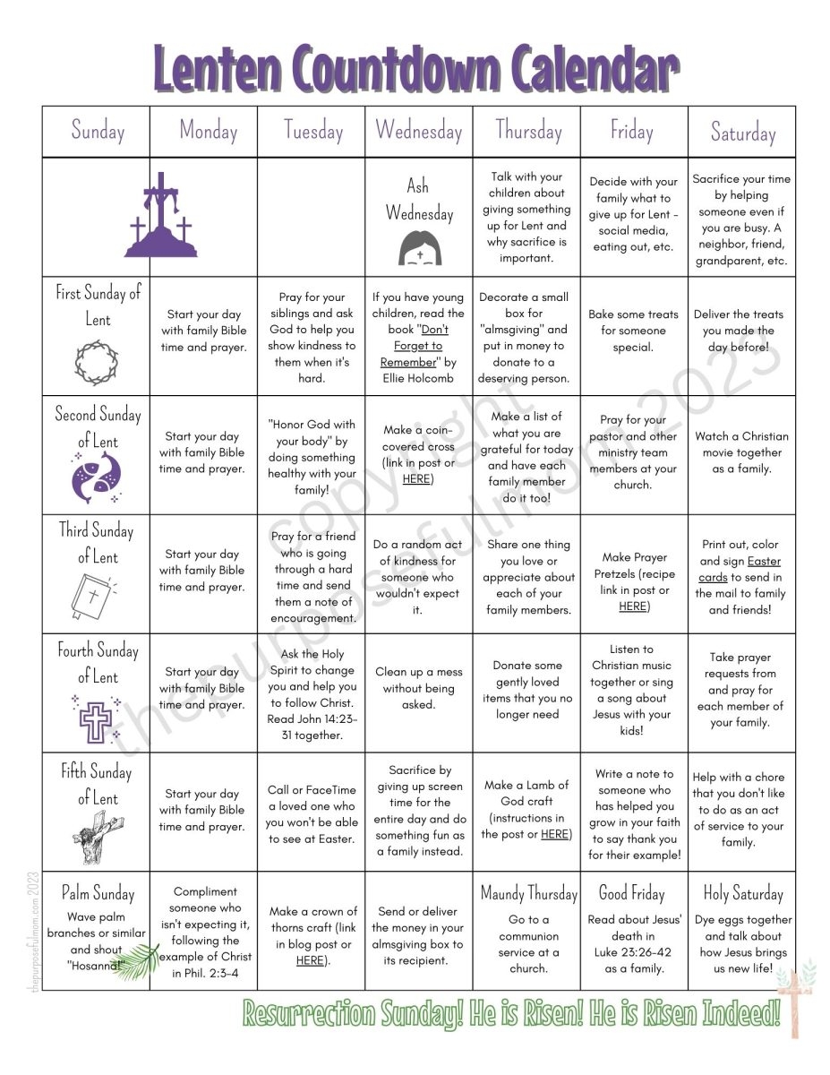 Free Printable Lent Calendar 2024 The Purposeful Mom