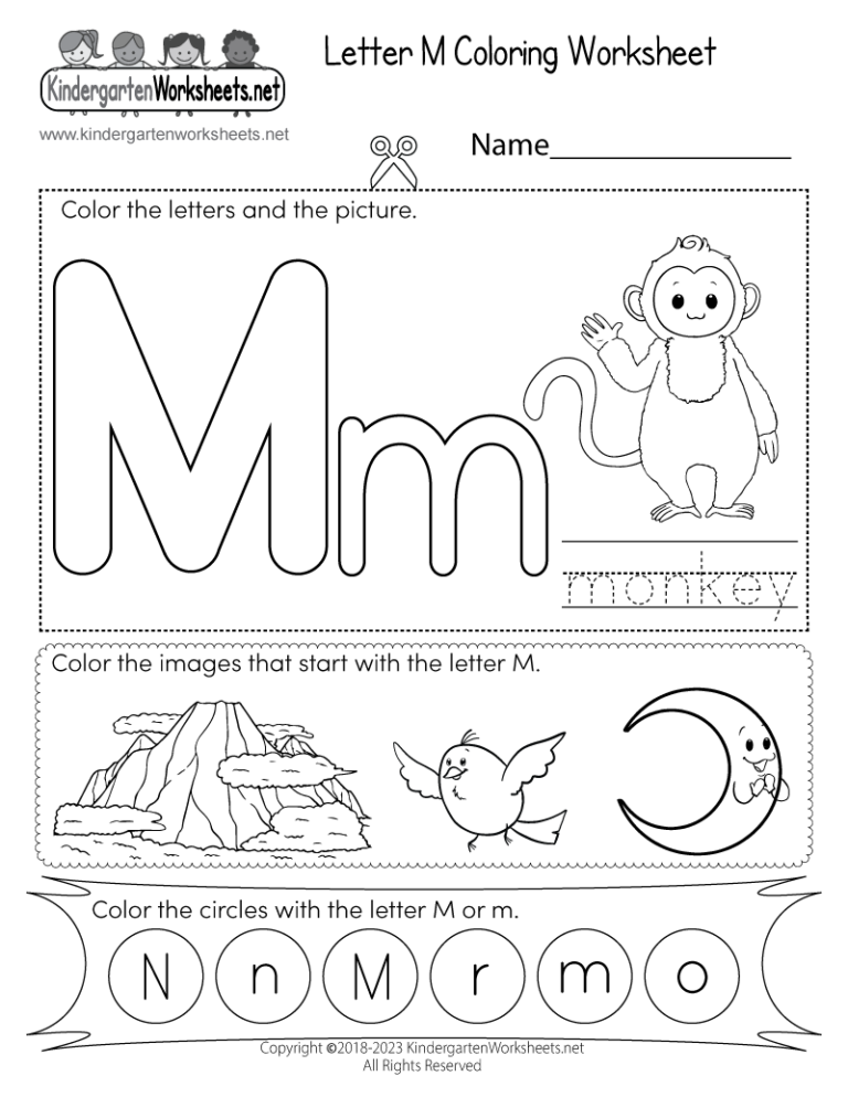 Free Printable Letter M Coloring Worksheet