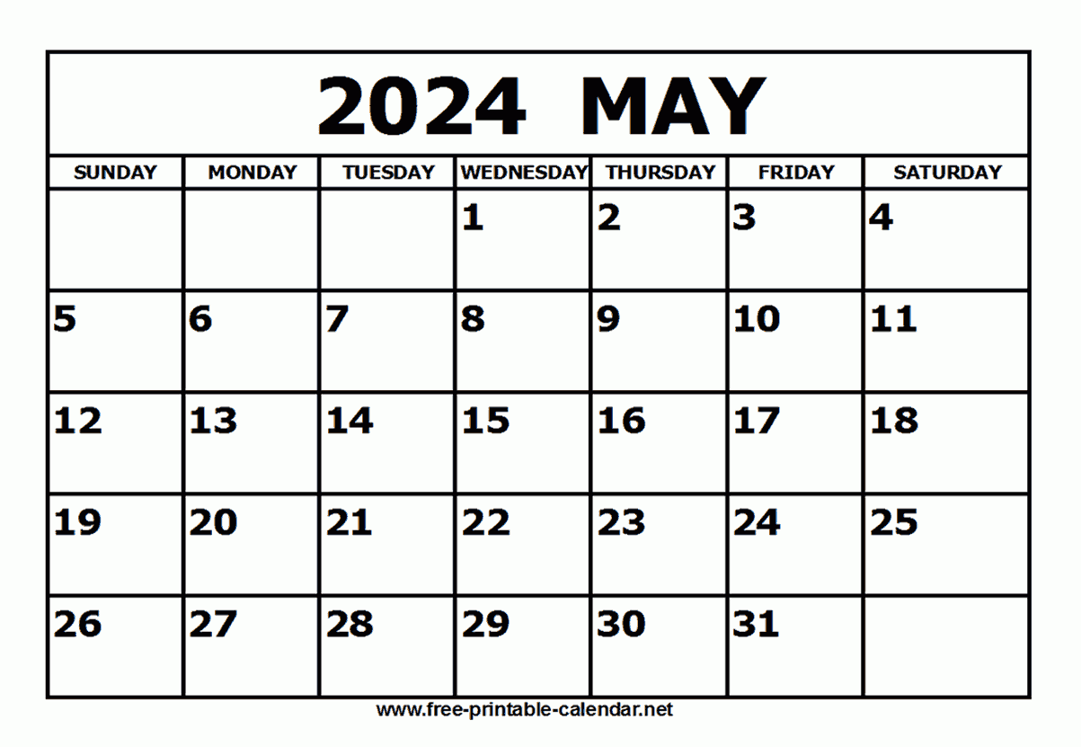 Free Printable May 2024 Calendar