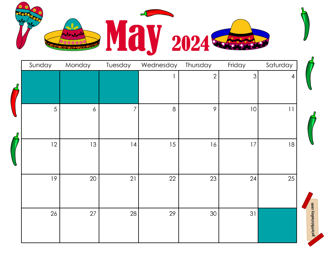 Free Printable May 2024 Monthly Calendar Pages