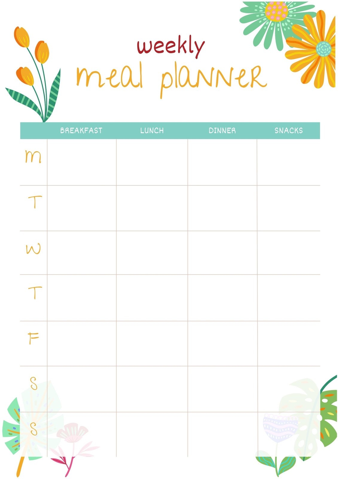 Free Printable Meal Planner Templates To Edit Online Canva