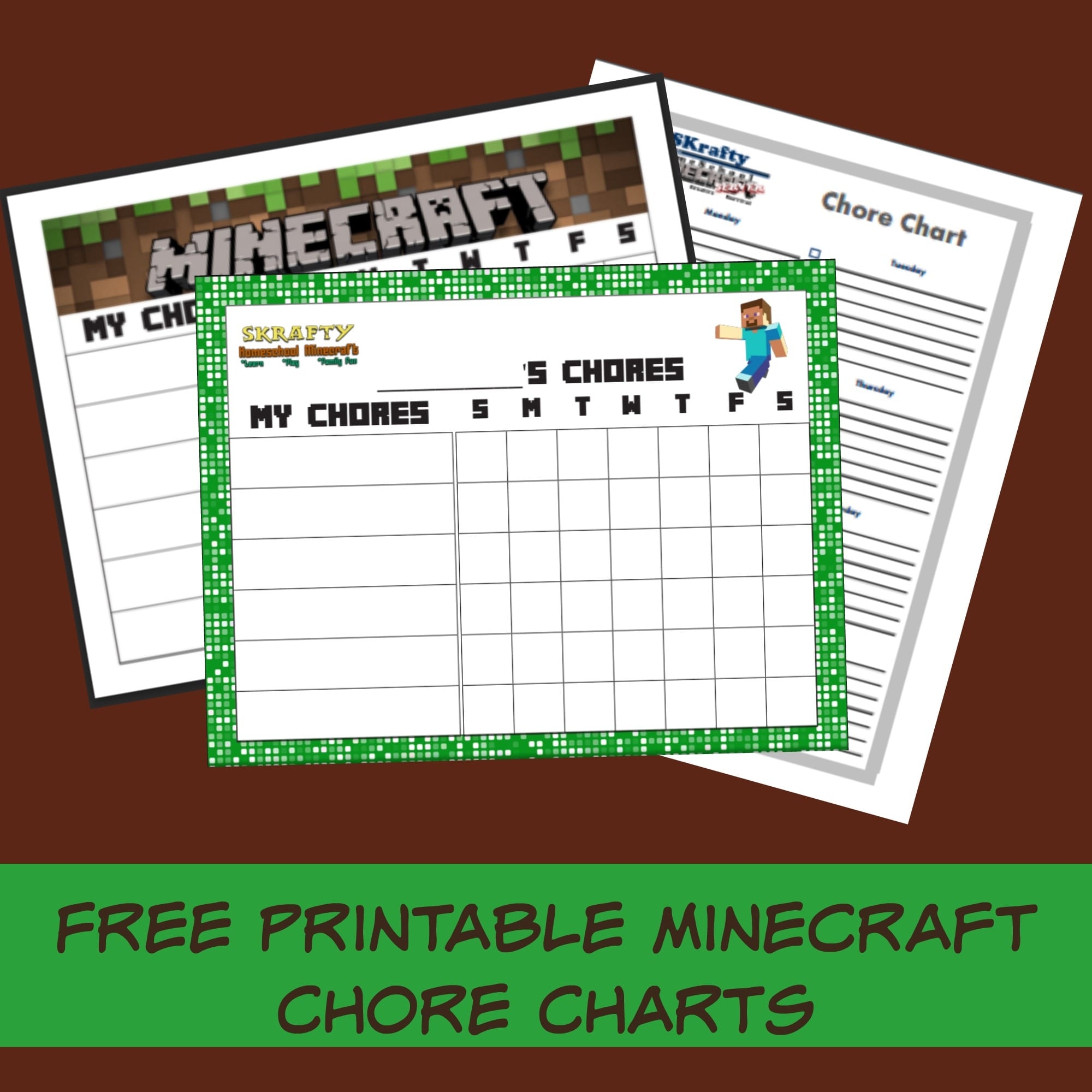 FREE Printable Minecraft Chore Charts SKrafty FREE Printable Minecraft Chore Charts SKrafty
