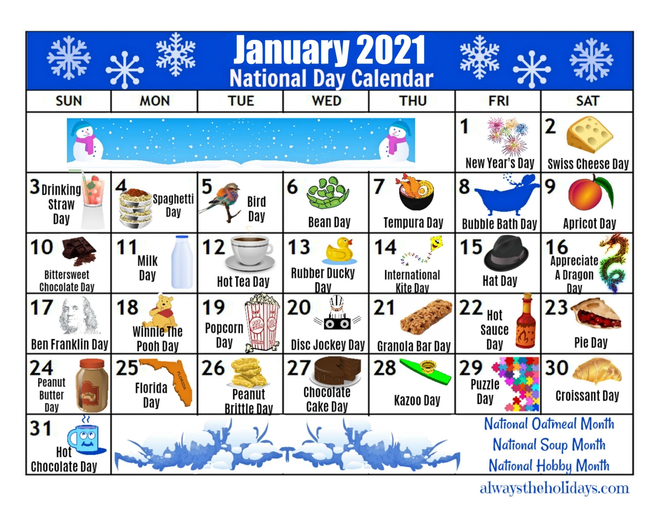 Free Printable National Day Calendar