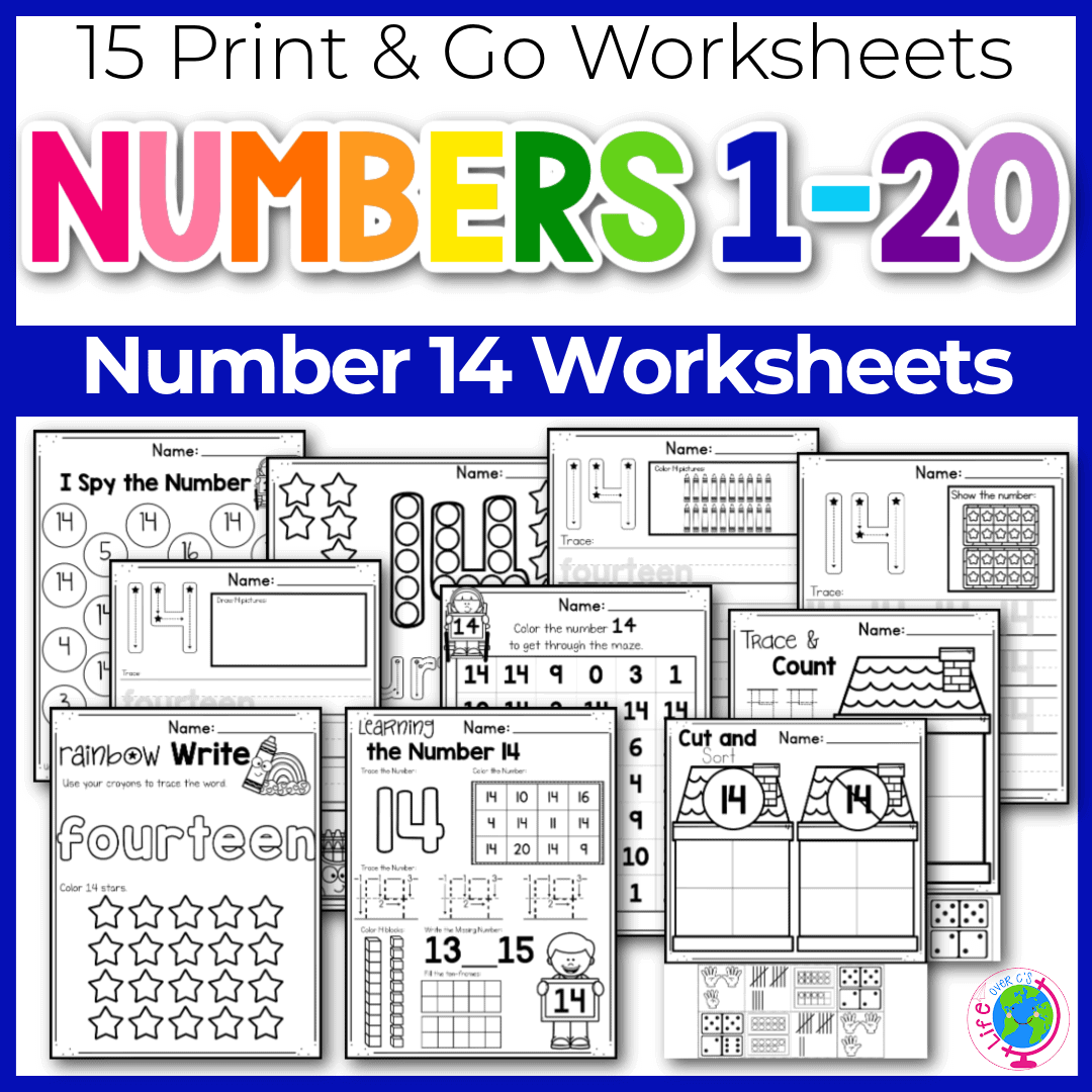 Free Printable Number 14 Worksheets
