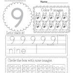 Free Printable Number Nine Worksheet