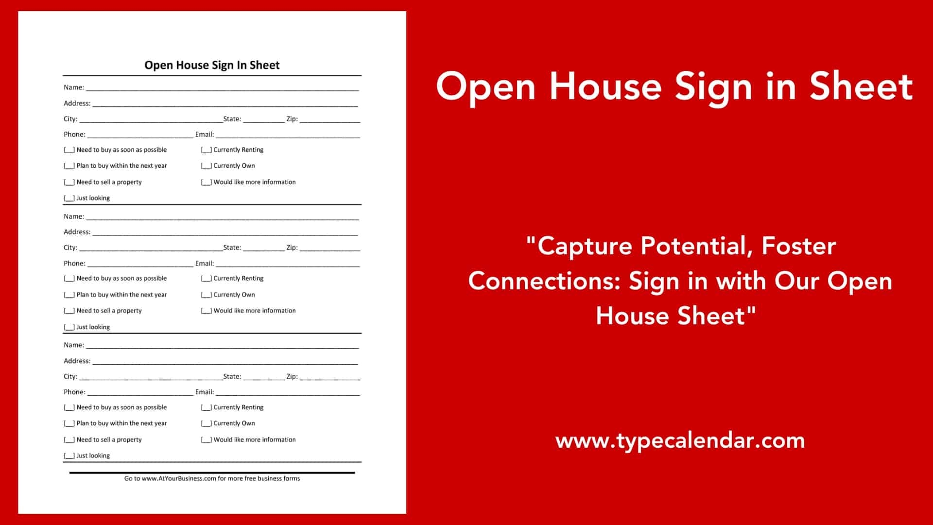Free Printable Open House Sign In Sheet Templates Word PDF 