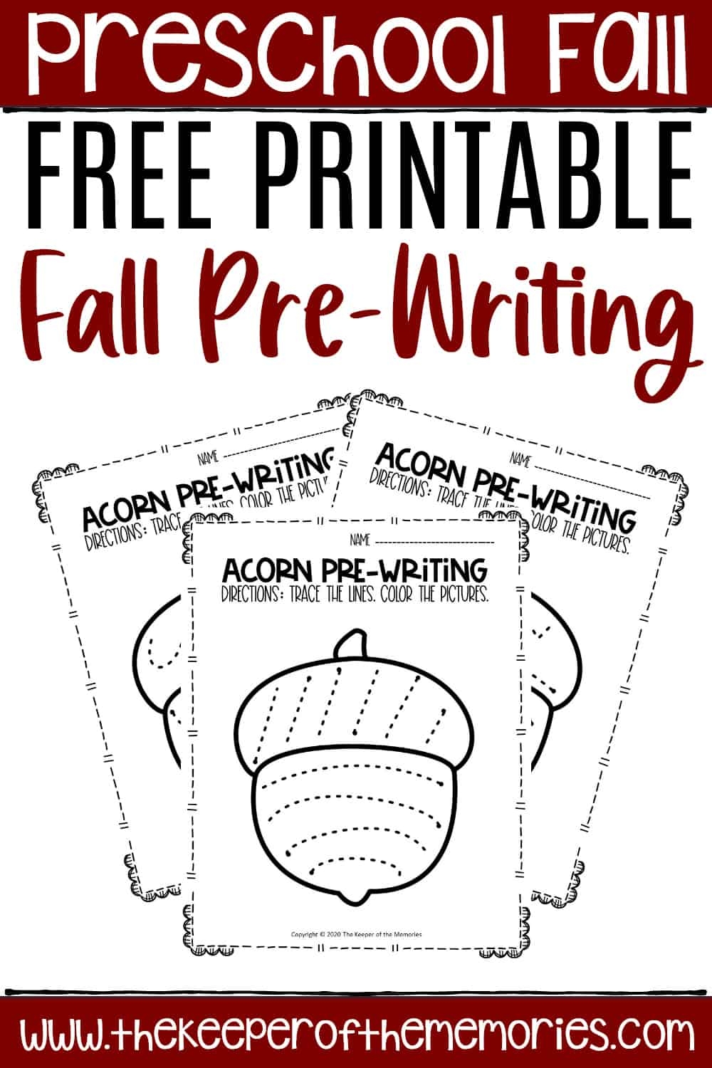Free Printable Pre Writing Fall Preschool Worksheets