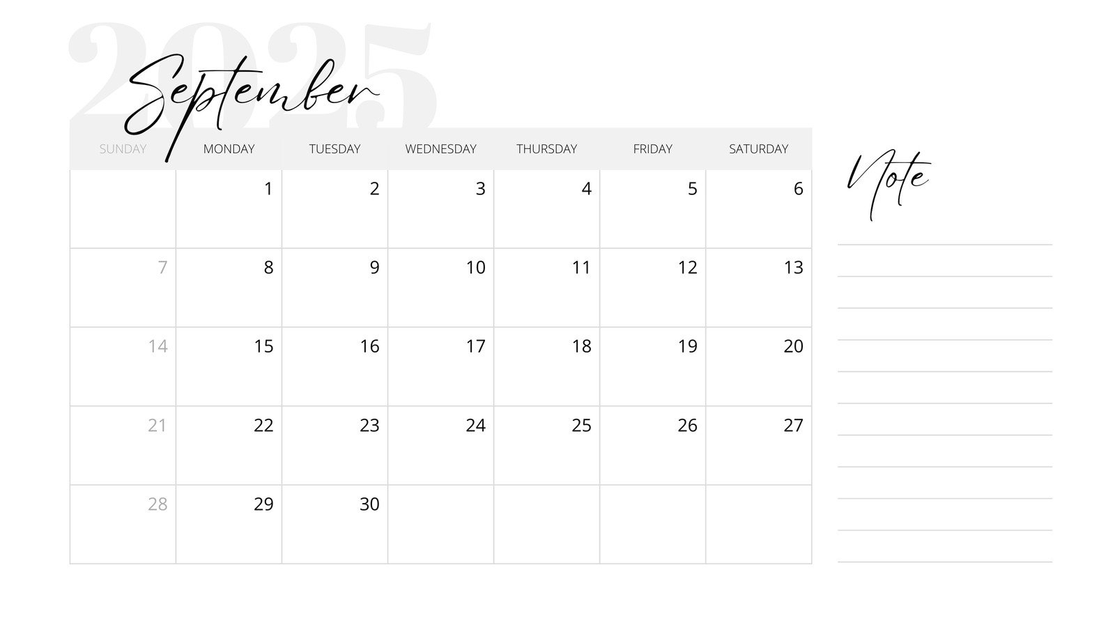 Free Printable September 2025 Calendar Templates Canva