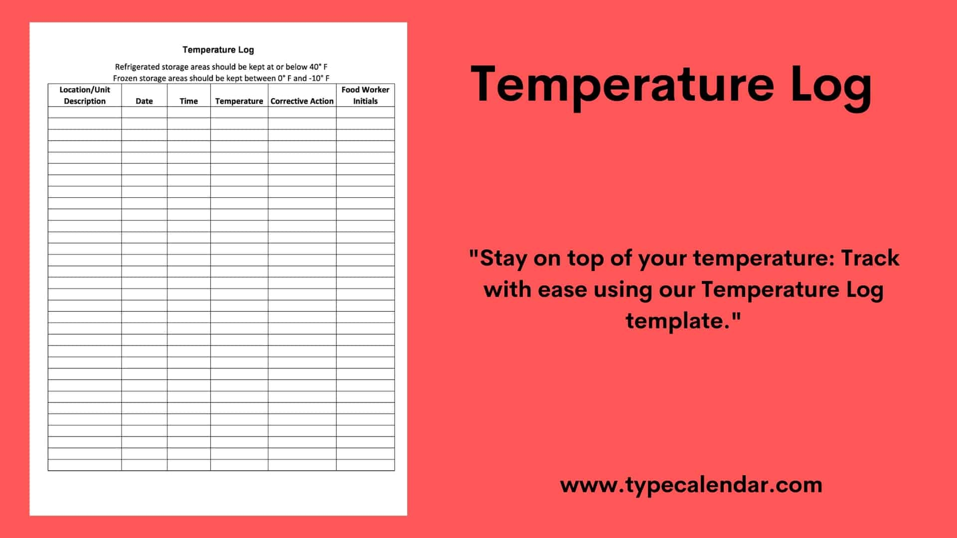 Printable Fridge Temperature Log Sheet