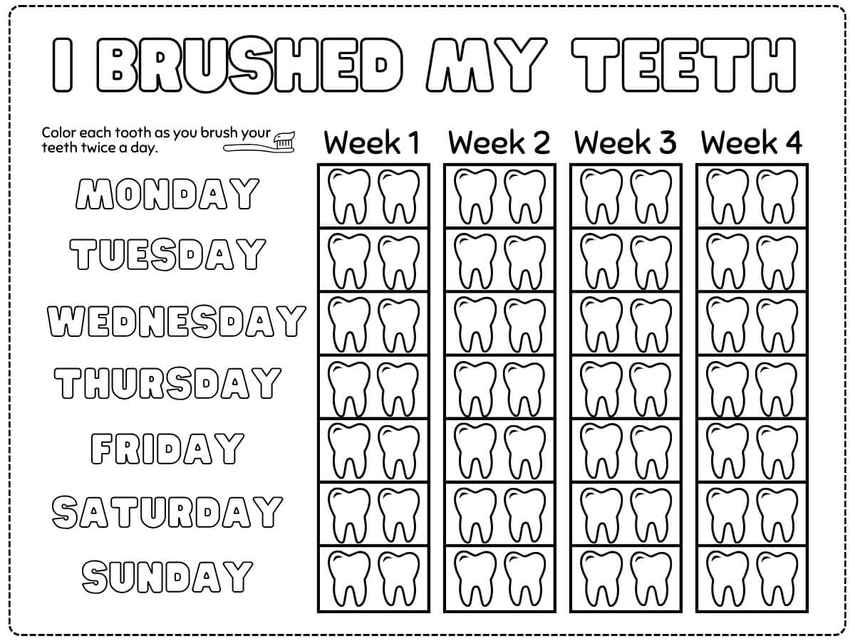 Printable Brush Your Teeth Chart