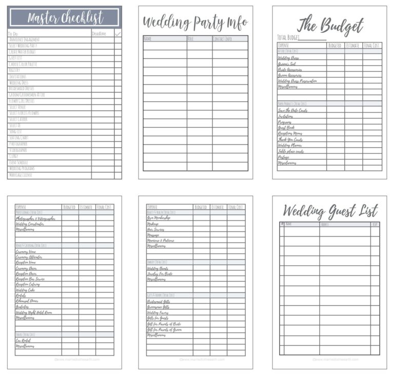 Free Printable Wedding Planning Check List