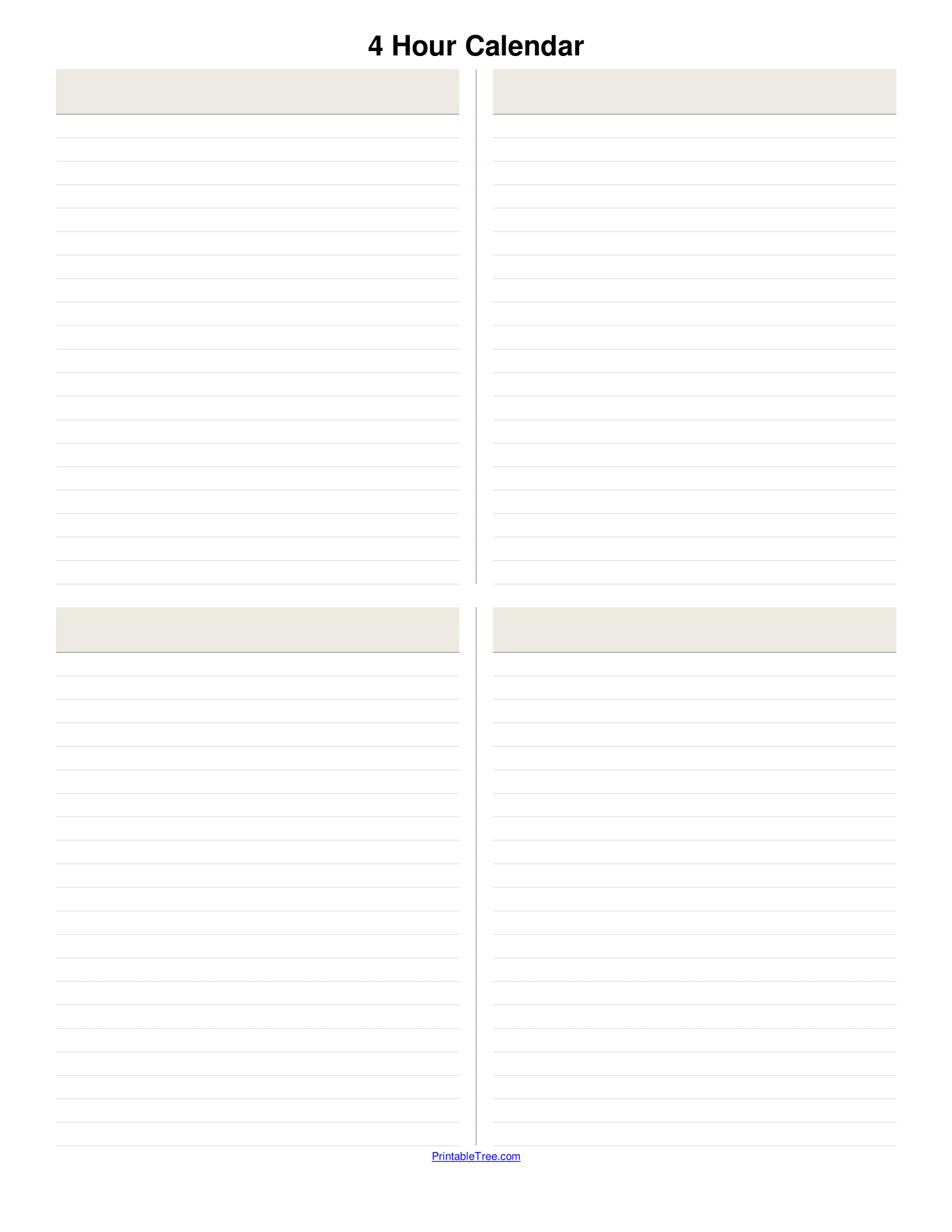 Printable 4 Week Calendar Template