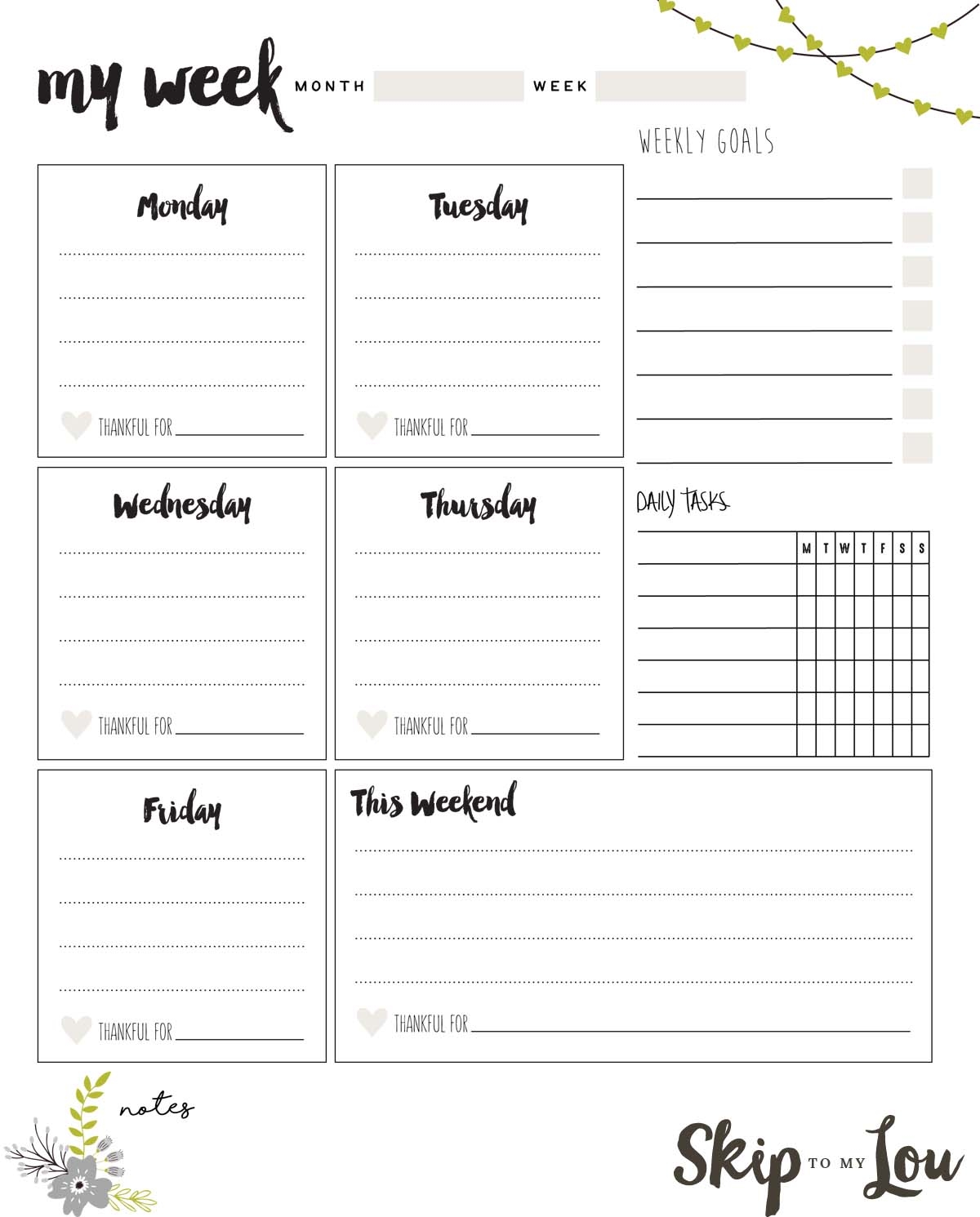 Weekly Calendar Printable
