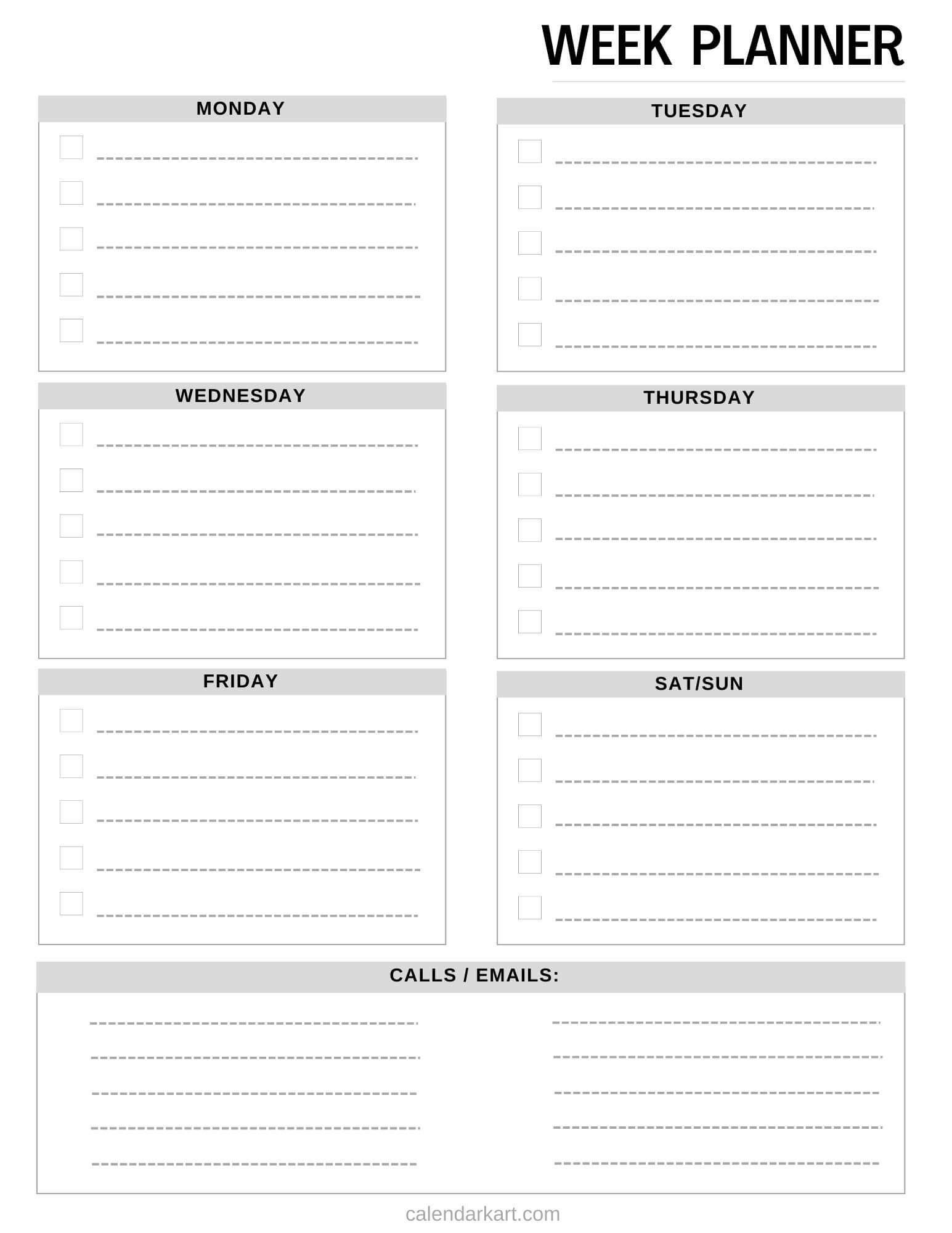 March Weekly Calendar Printable
