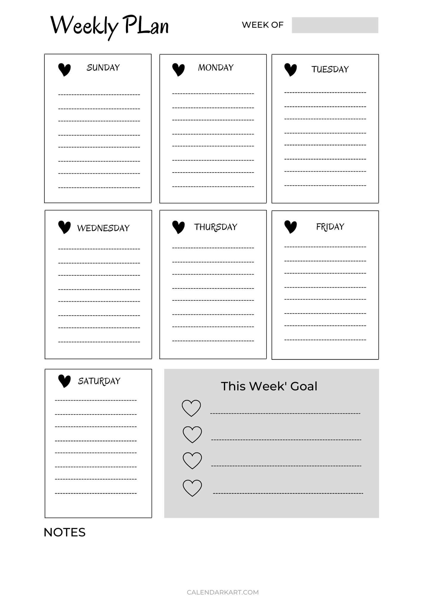 Free Printable Weekly Planner Templates CalendarKart