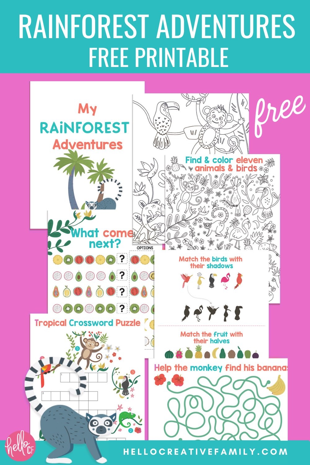 Free Rainforest Activity Sheets Printable Giveaway