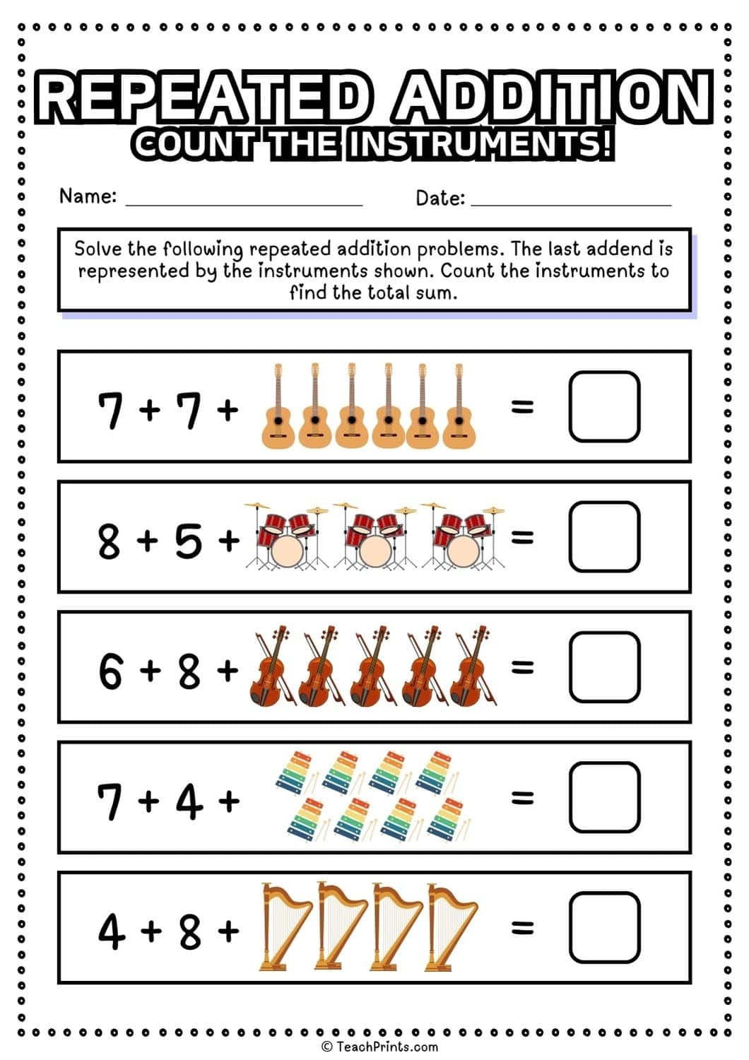 Free Printable Repeated Addition Arrays Worksheets