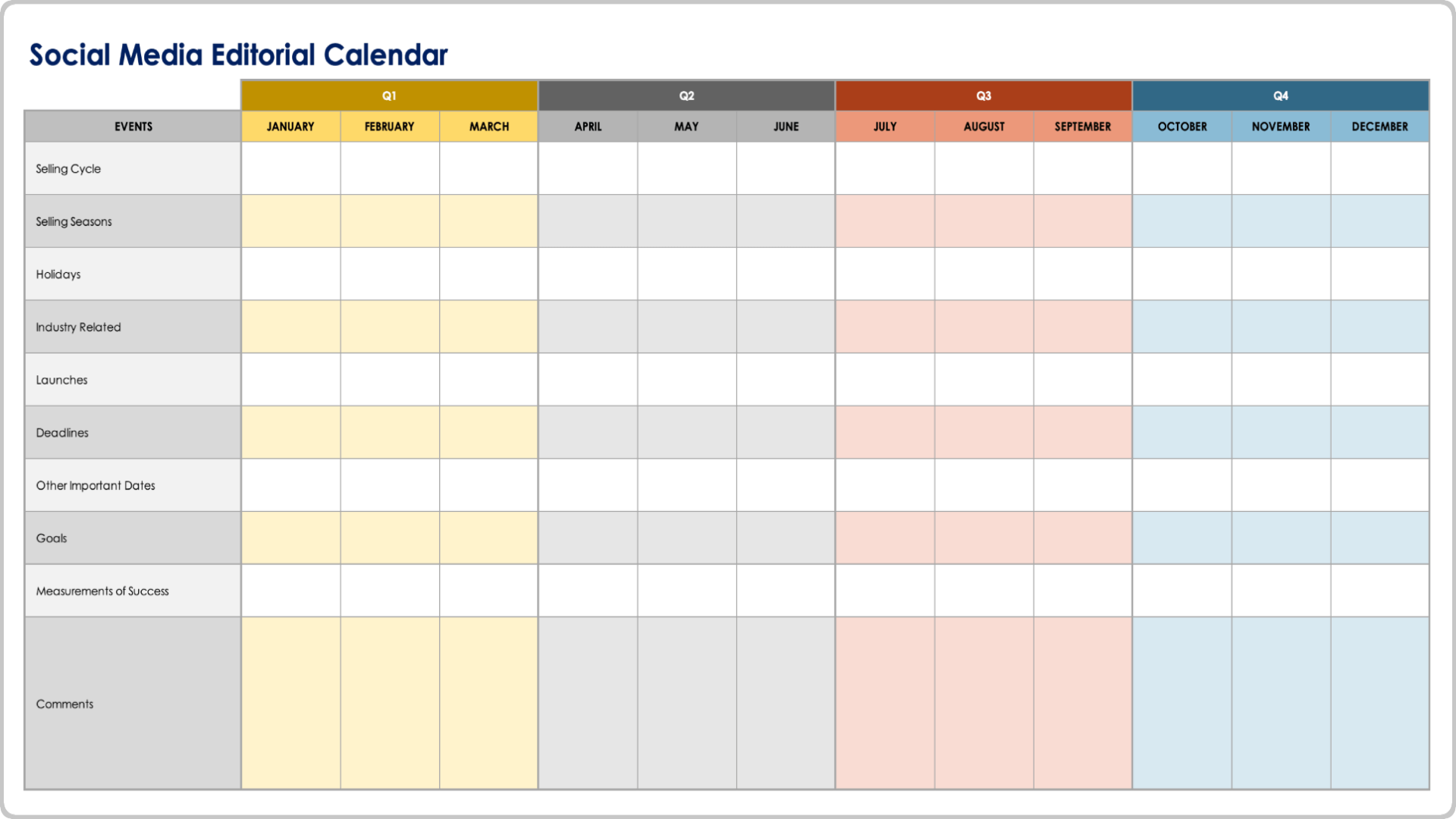 Free Social Media Calendar Templates All Formats All Types