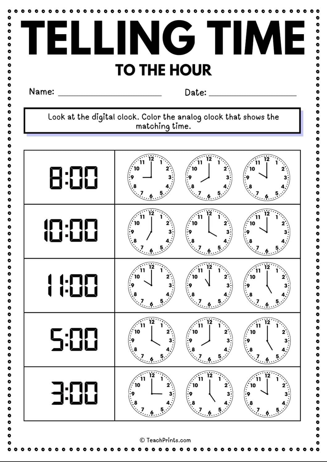 Printable Time Worksheets