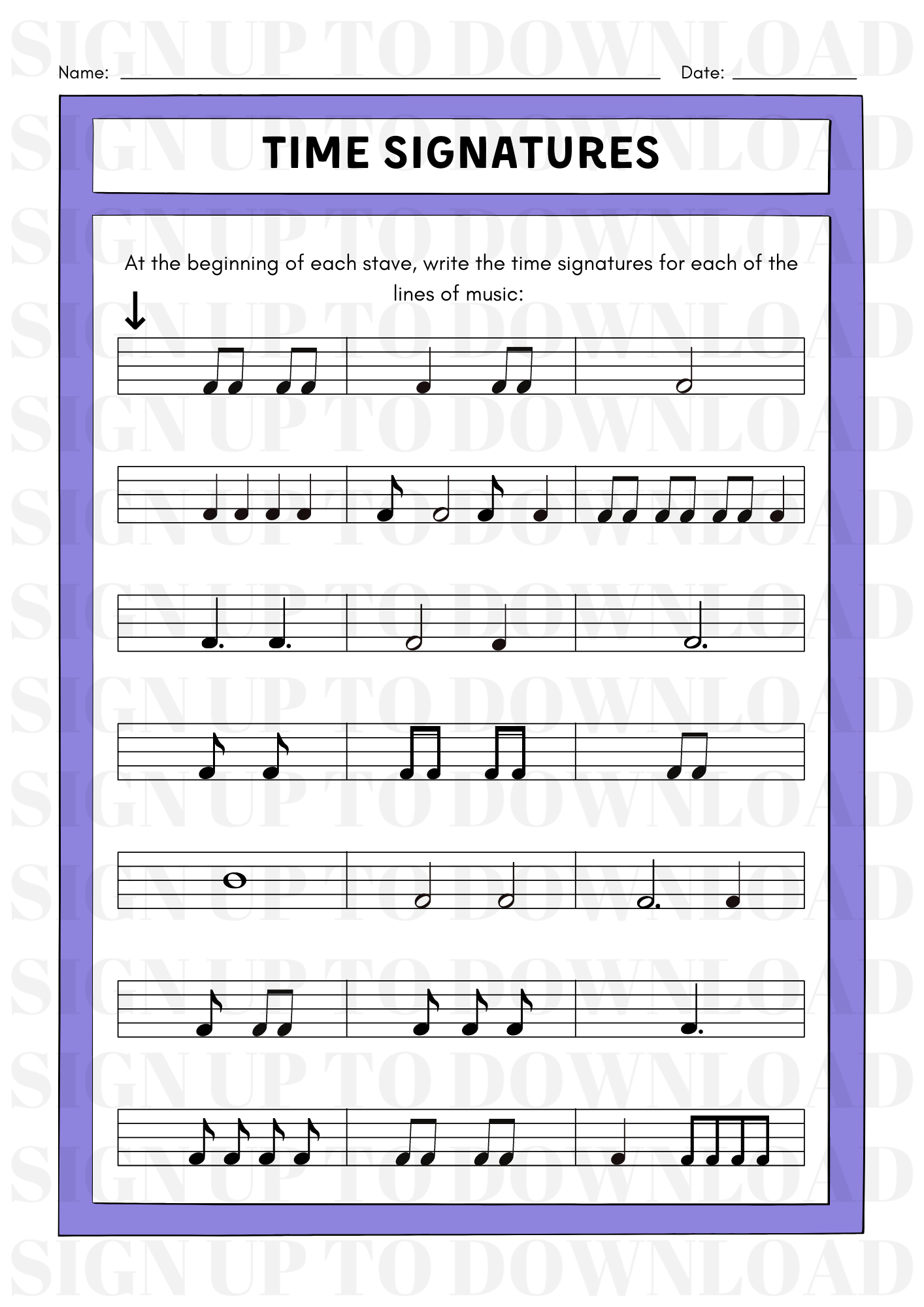 Free Time Signature Worksheet Download Free Time Signature Worksheet Png Images Free Worksheets On Clipart Library
