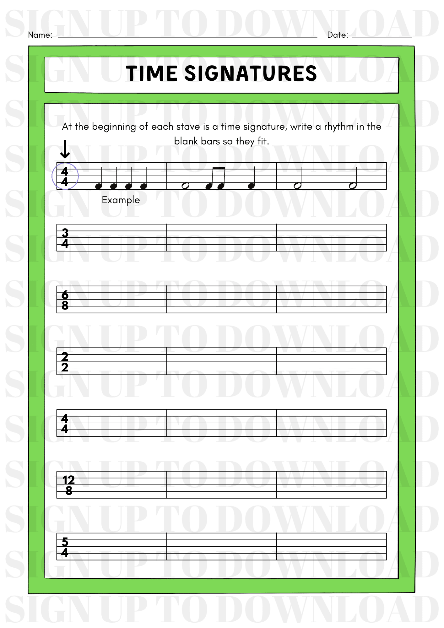 Free Time Signature Worksheet Free Download Free Time Signature Worksheet Free Png Images Free Worksheets On Clipart Library