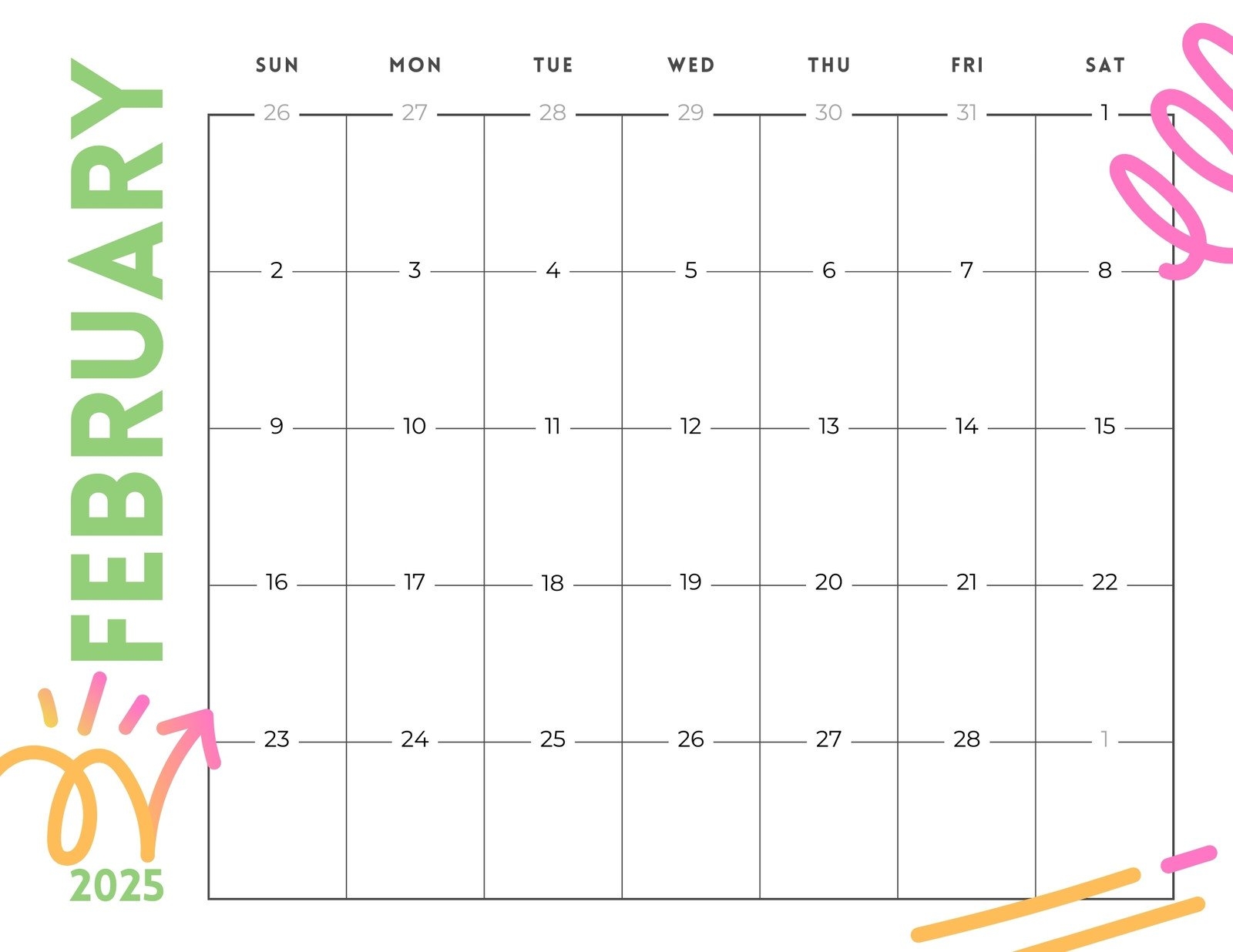 Free To Customize February 2025 Calendar Templates Canva