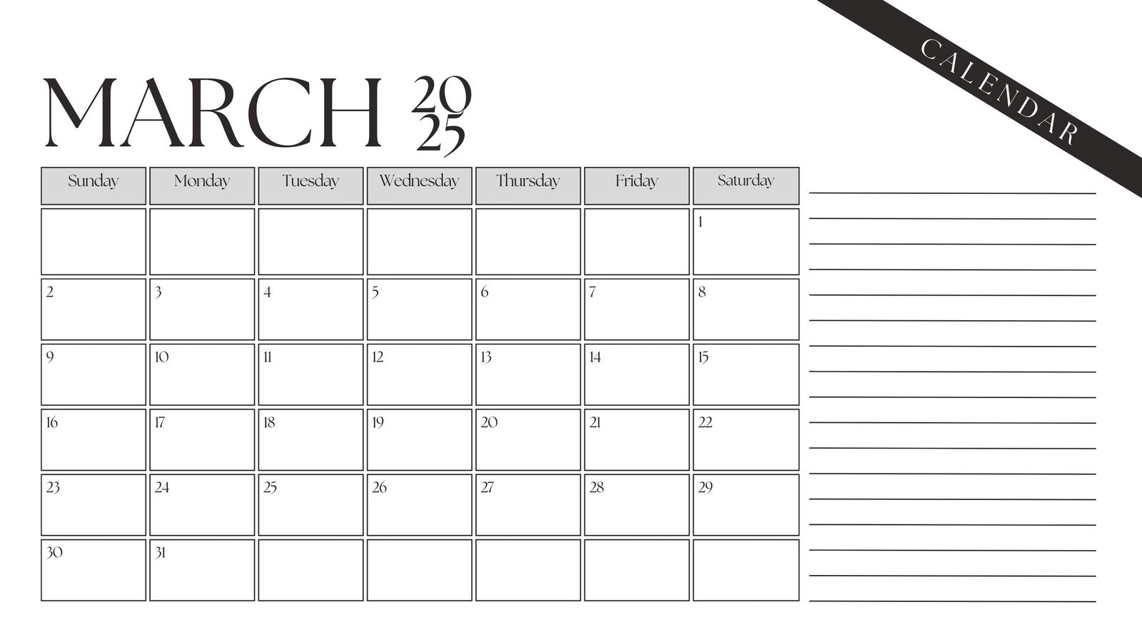 Full Page March Calendar Printable Full Page March Calendar Printable