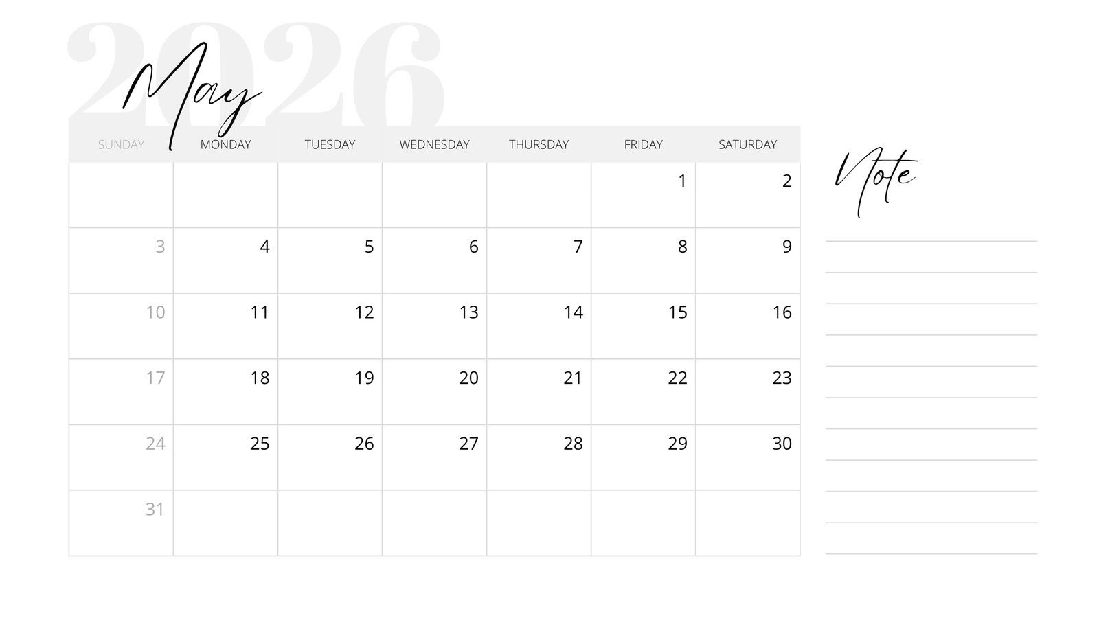 Free To Edit And Print May 2026 Calendar Templates Canva