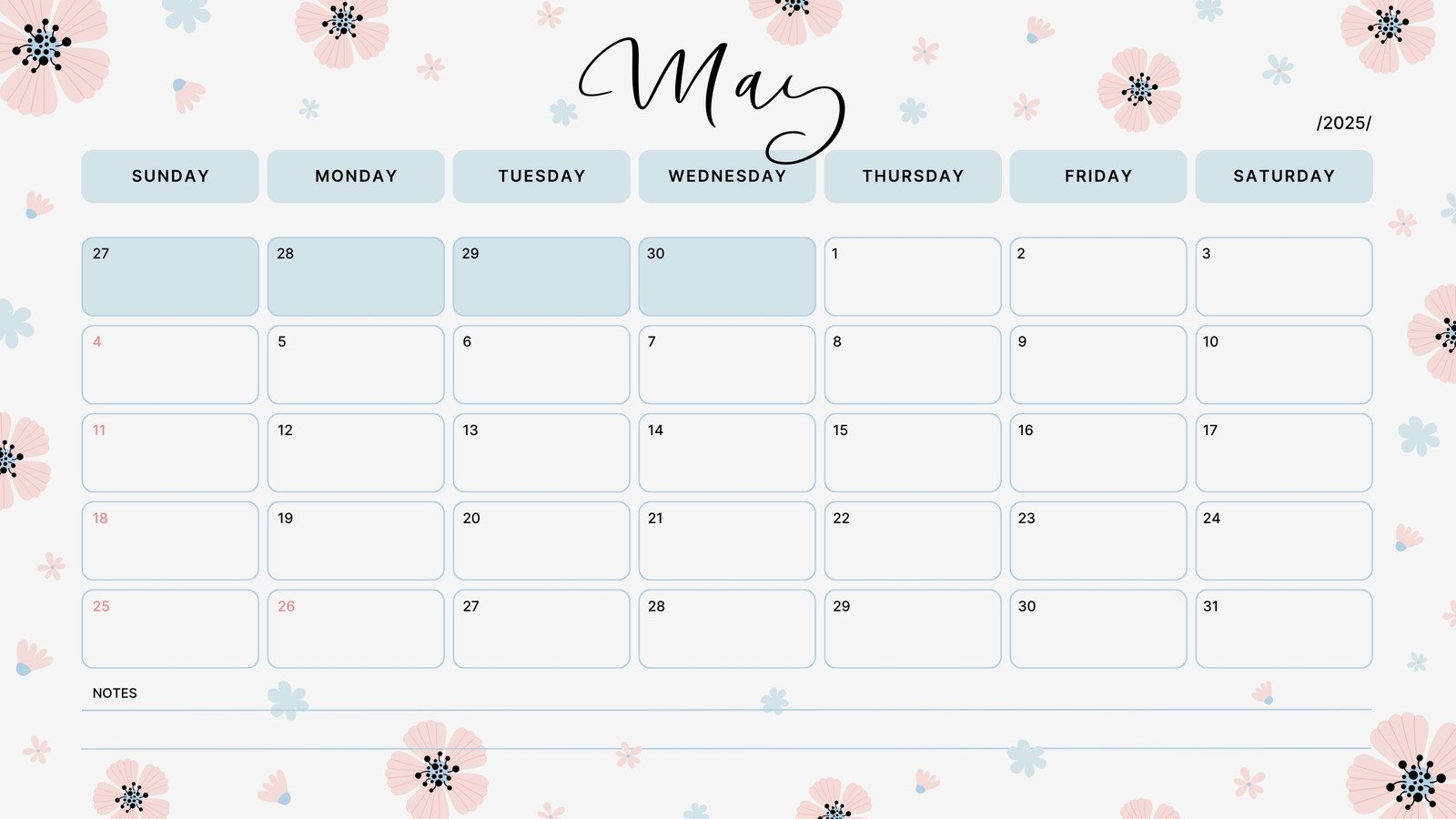 May Calender Printable