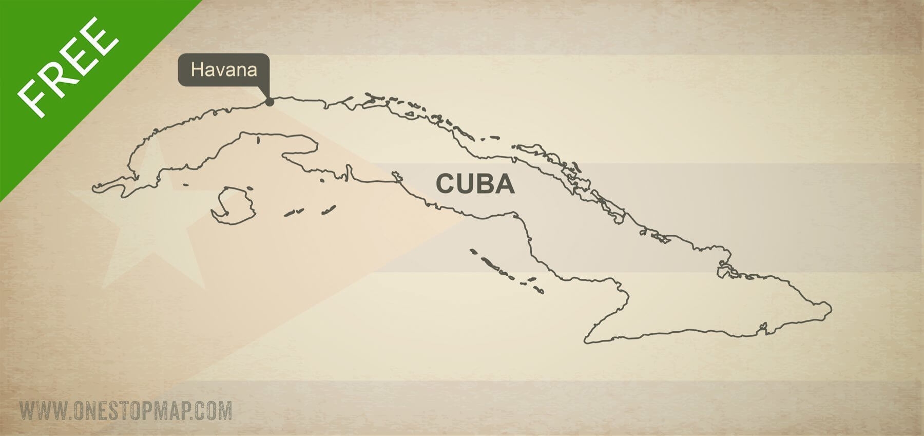  Free Vector Map Of Cuba Outline One Stop Map