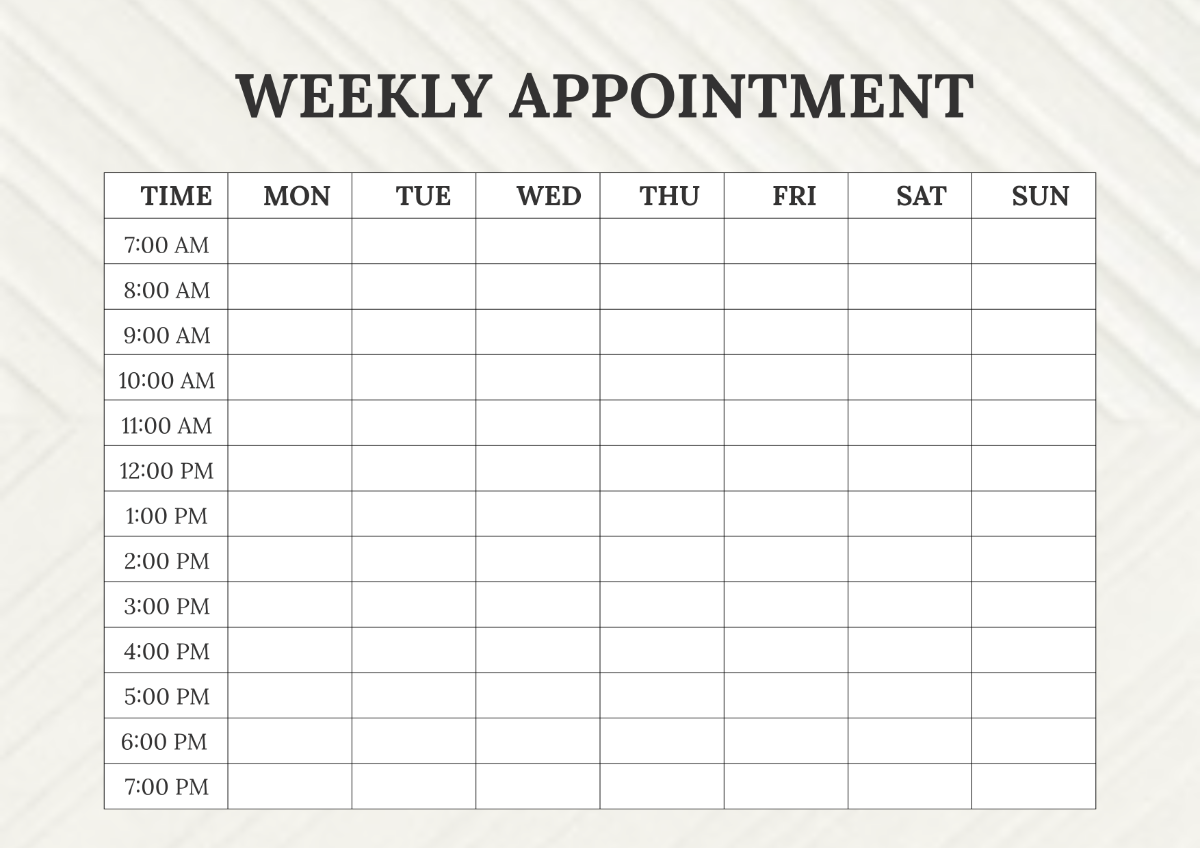 Daily Appointment Free Printable Appointment Sheets