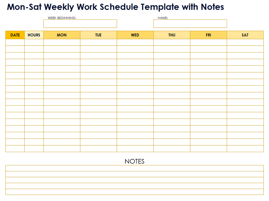 Free Work Schedule Templates For Word And Excel Smartsheet